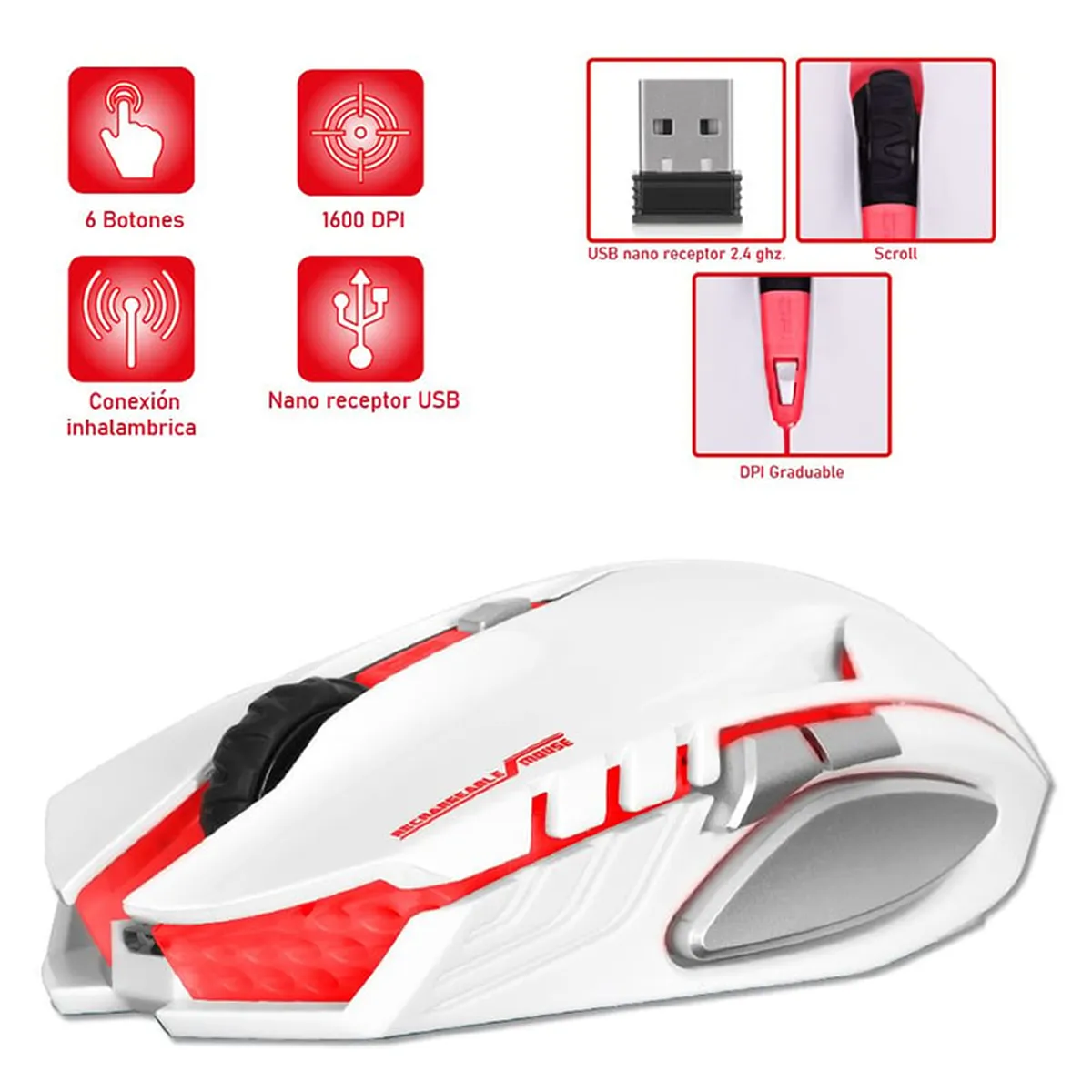 MICRONICS - MOUSE MICRONICS ALIEN INALAMBRICO BLANCO