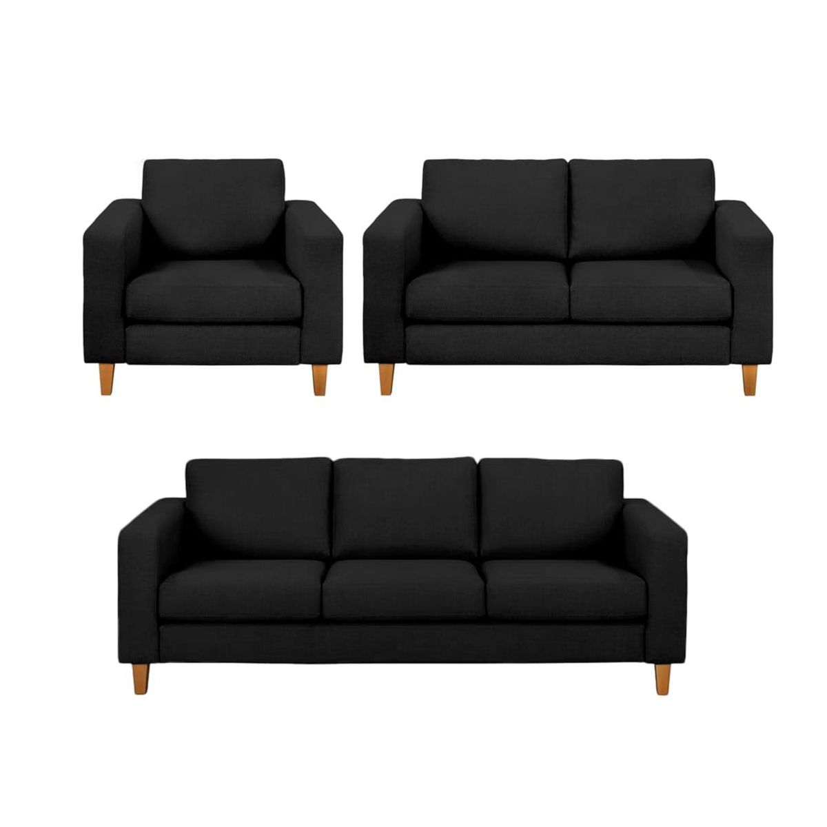 GENERICO - Juego de Sala Milan 3-2-1 Negro