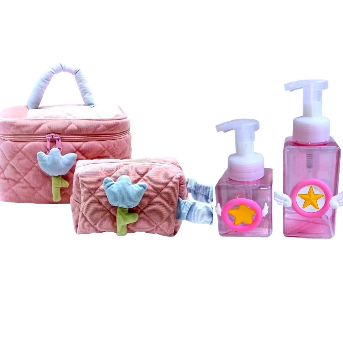 GENERICO - Set: Neceser grande, pequeño y 2 dispensadores de jabón liquido