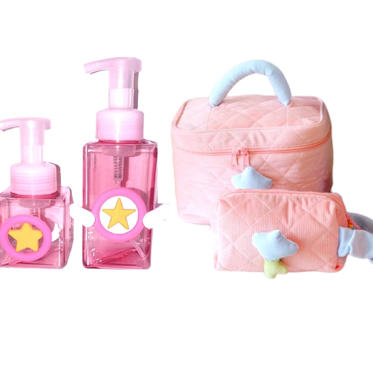 GENERICO - Set: Neceser grande, pequeño y 2 dispensadores de jabón liquido