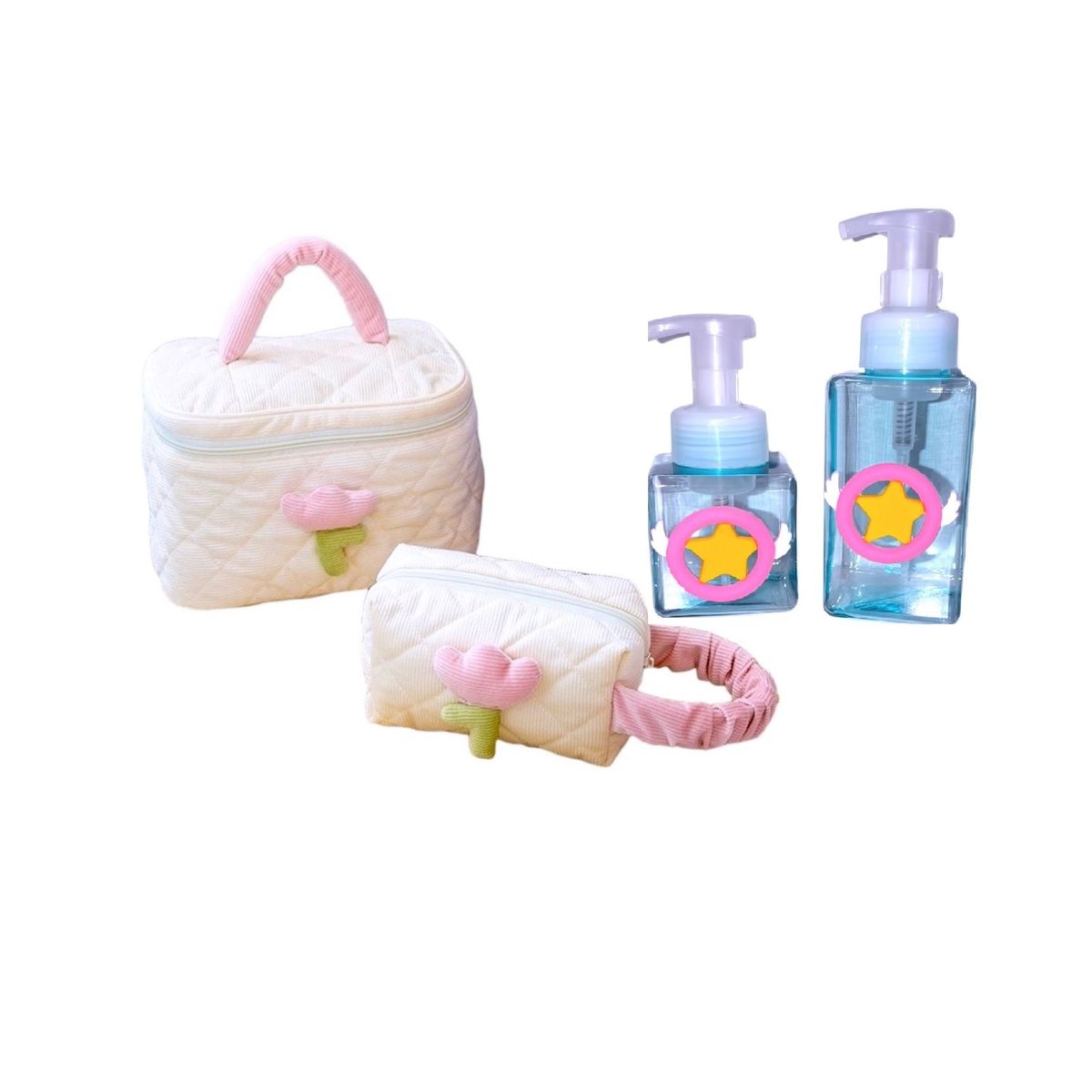 GENERICO - Set: Neceser grande, pequeño y 2 dispensadores de jabón liquido
