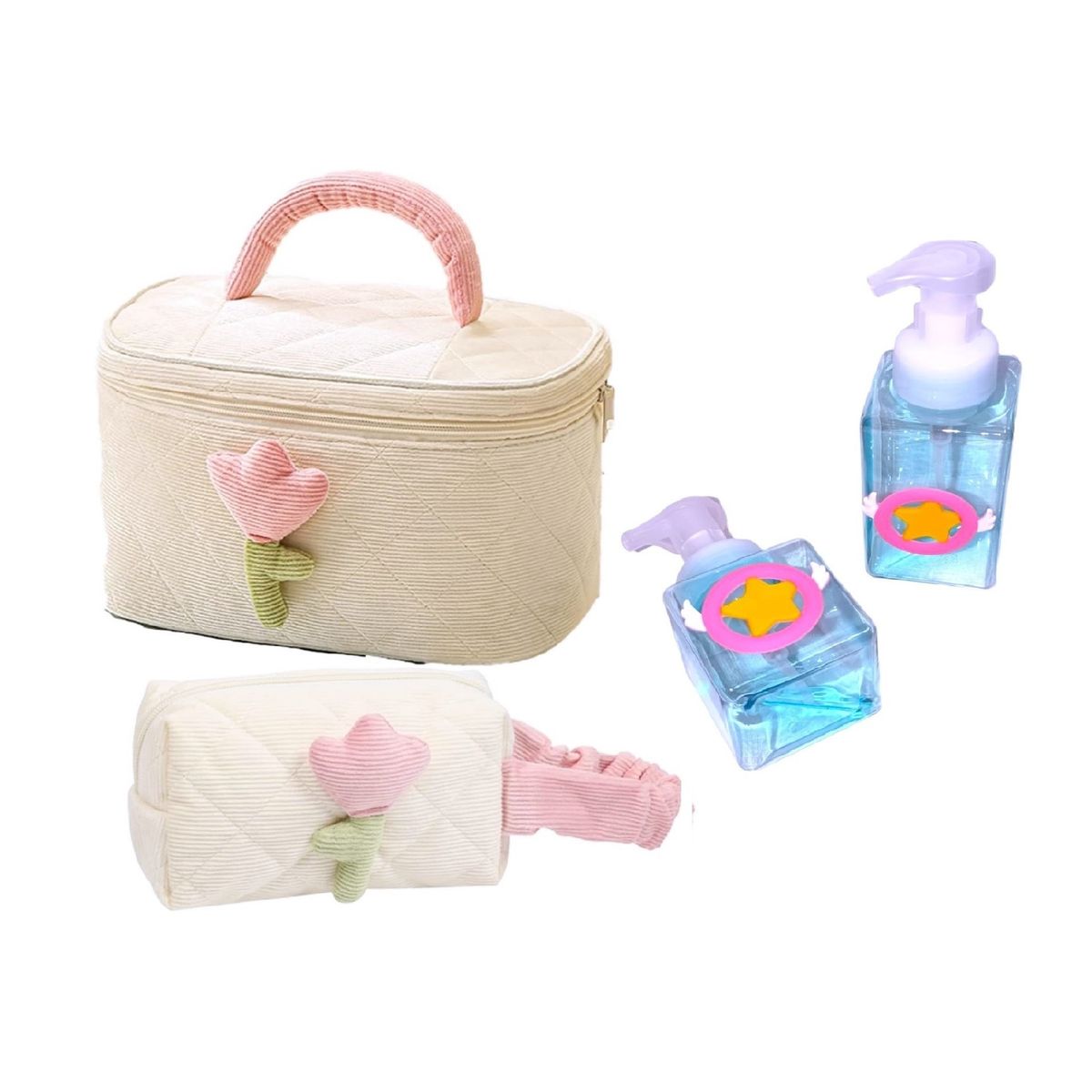 GENERICO - Set: Neceser grande, pequeño y 2 dispensadores de jabón liquido