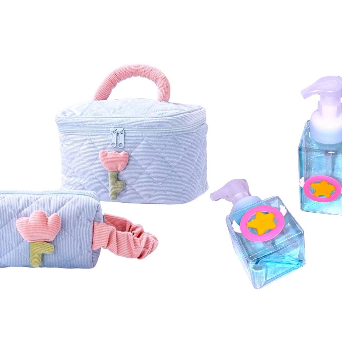 GENERICO - Set: Neceser grande, pequeño y 2 dispensadores de jabón liquido