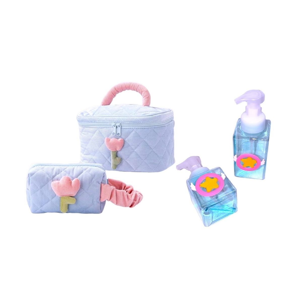 GENERICO - Set: Neceser grande, pequeño y 2 dispensadores de jabón liquido