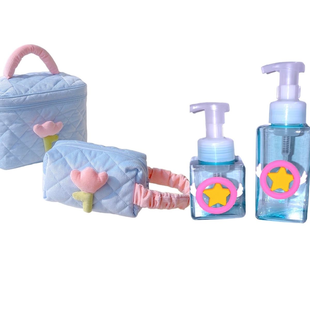 GENERICO - Set: Neceser grande, pequeño y 2 dispensadores de jabón liquido