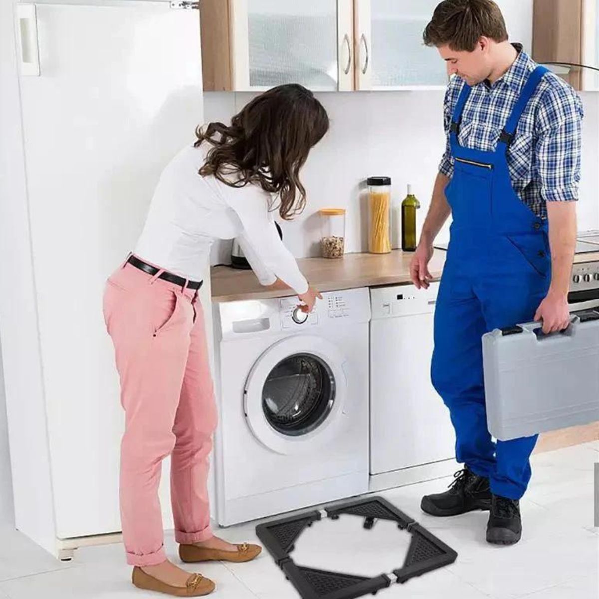 OEM - Soporte Base Ajustable Metal con Ruedas Para Electrodoméstico Lavadora