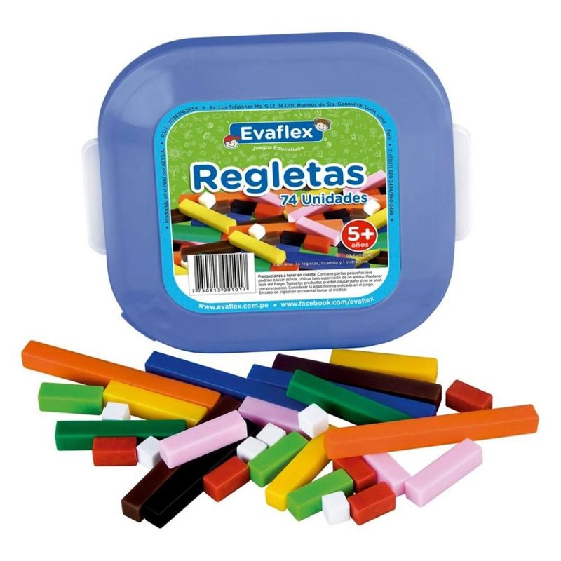 EVAFLEX - Regletas Evaflex 74 piezas Juego Didáctico Matemático