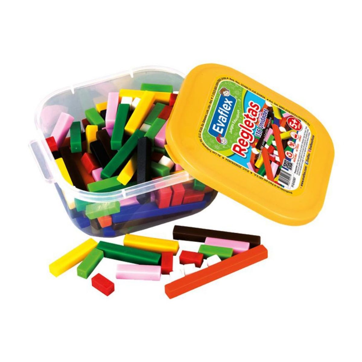 EVAFLEX - Regletas Evaflex 136 piezas Juego Didáctico Matemático