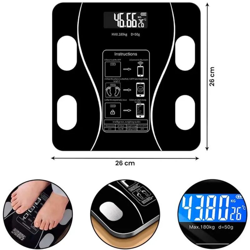 GENERICO - Balanza Smart Digital Bluetooth Negro