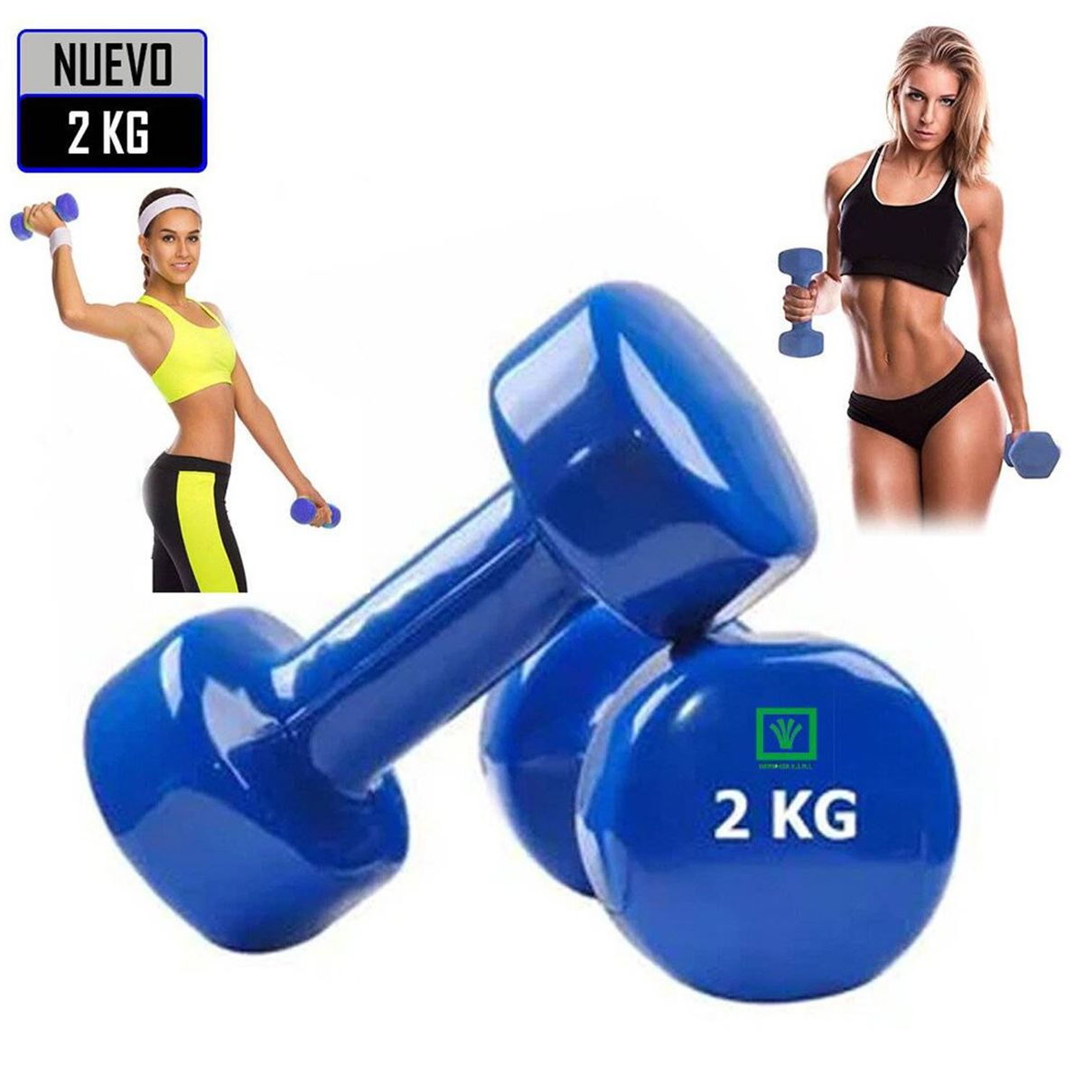 GENERICO - Mancuernas de vinil 2 kg pack 2 unidades azul