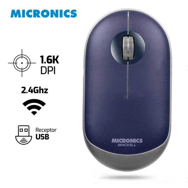 MICRONICS - Mouse MICRONICS BRICKELL MIC M703RX Inalambrico 1600 Dpi Azul Plateado