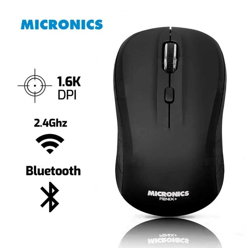 MICRONICS - Mouse MICRONICS FENIX+ MIC M720DB BT Inalambrico 1600 Dpi Negro