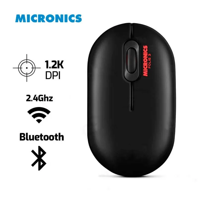 MICRONICS - Mouse MICRONICS FOLIE 3 MIC M725-3M BT - Inalambrico 1200 Dpi Negro