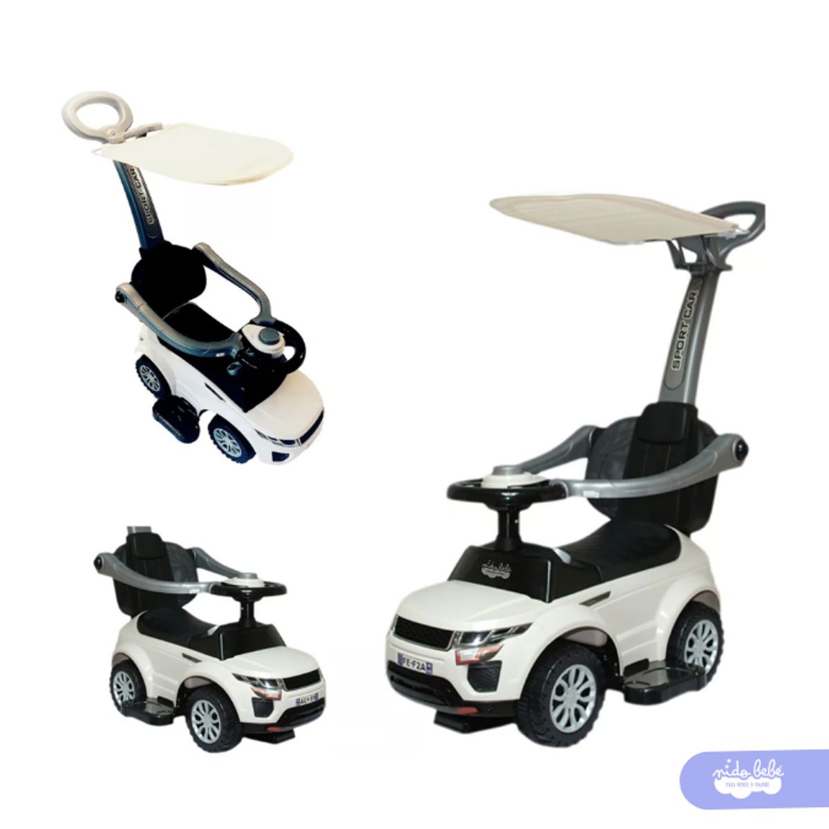 GENERICO - Correpasillos Empujador 3 en 1 con luces -Blanco