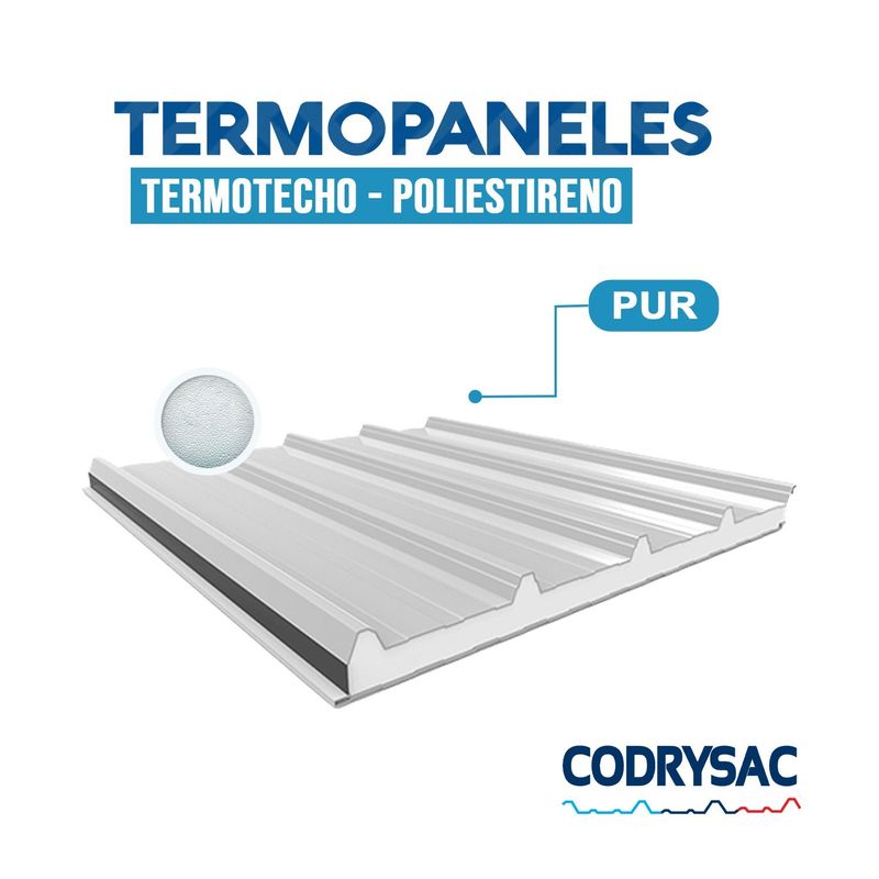 CODRYSAC - Panel Sándwich Termo Acústico Techo Poliestireno 50mm 1m x 3.60