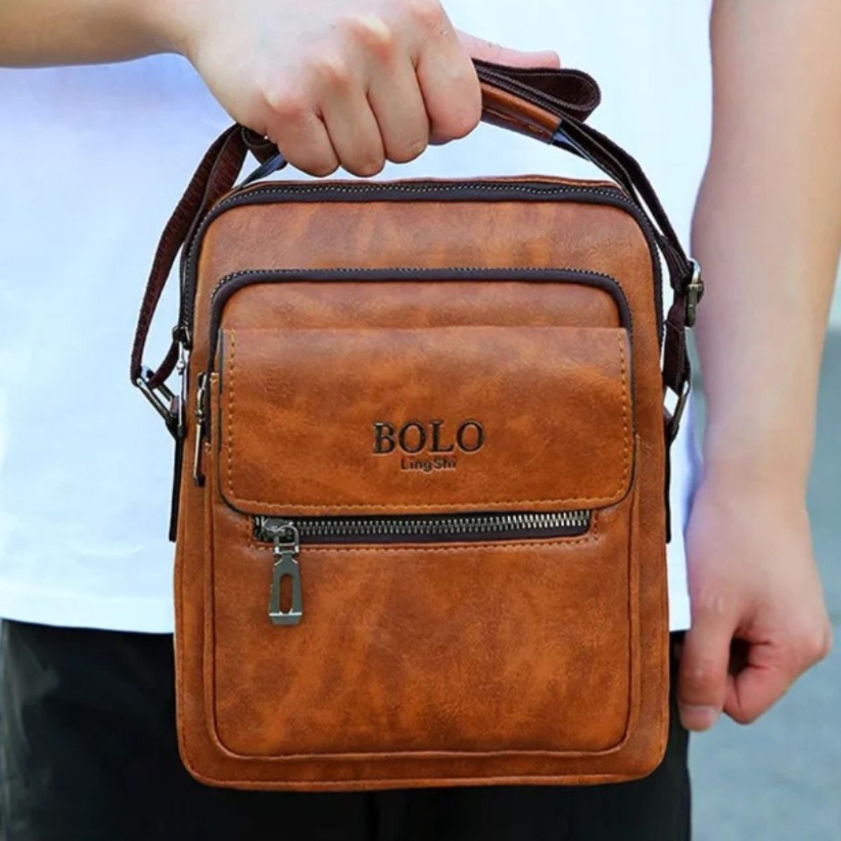 GENERICO - Morral en cuero Pu mensajero Crossbody hombre