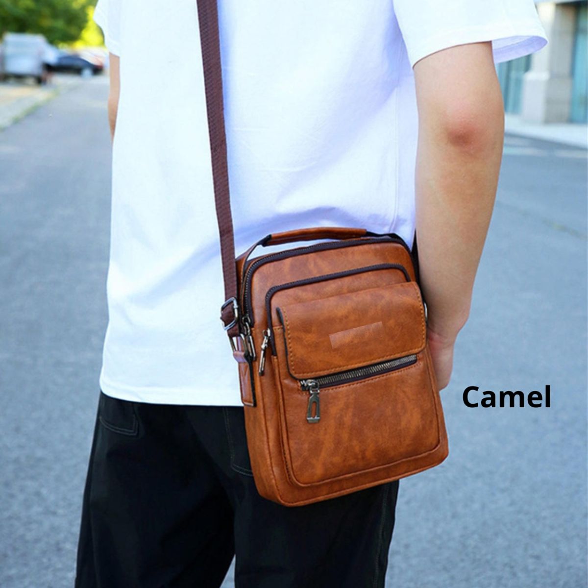 GENERICO - Morral en cuero Pu mensajero Crossbody hombre