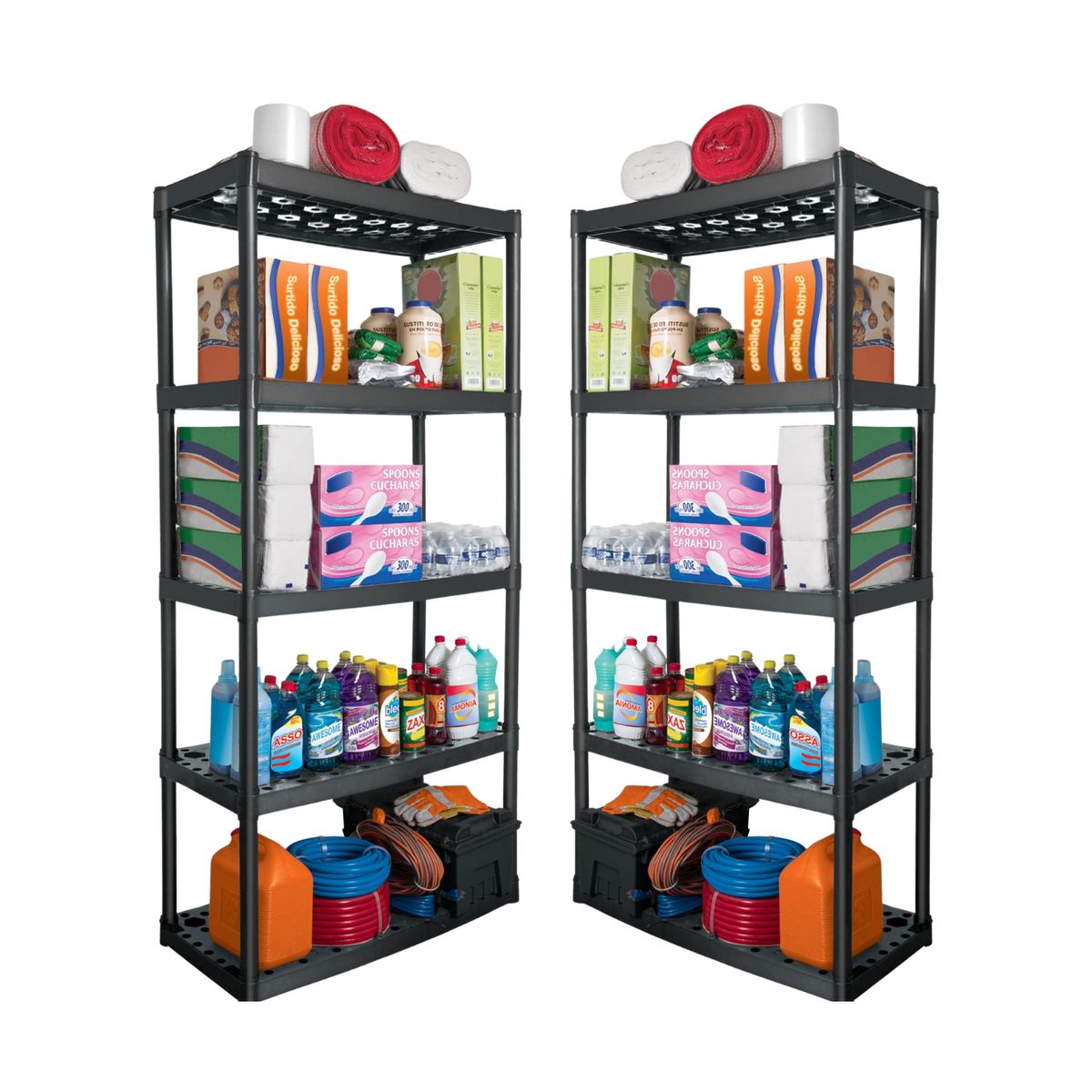 TRUPER - Estante plástico uso rudo 5 repisas, 2 PiezasTruper