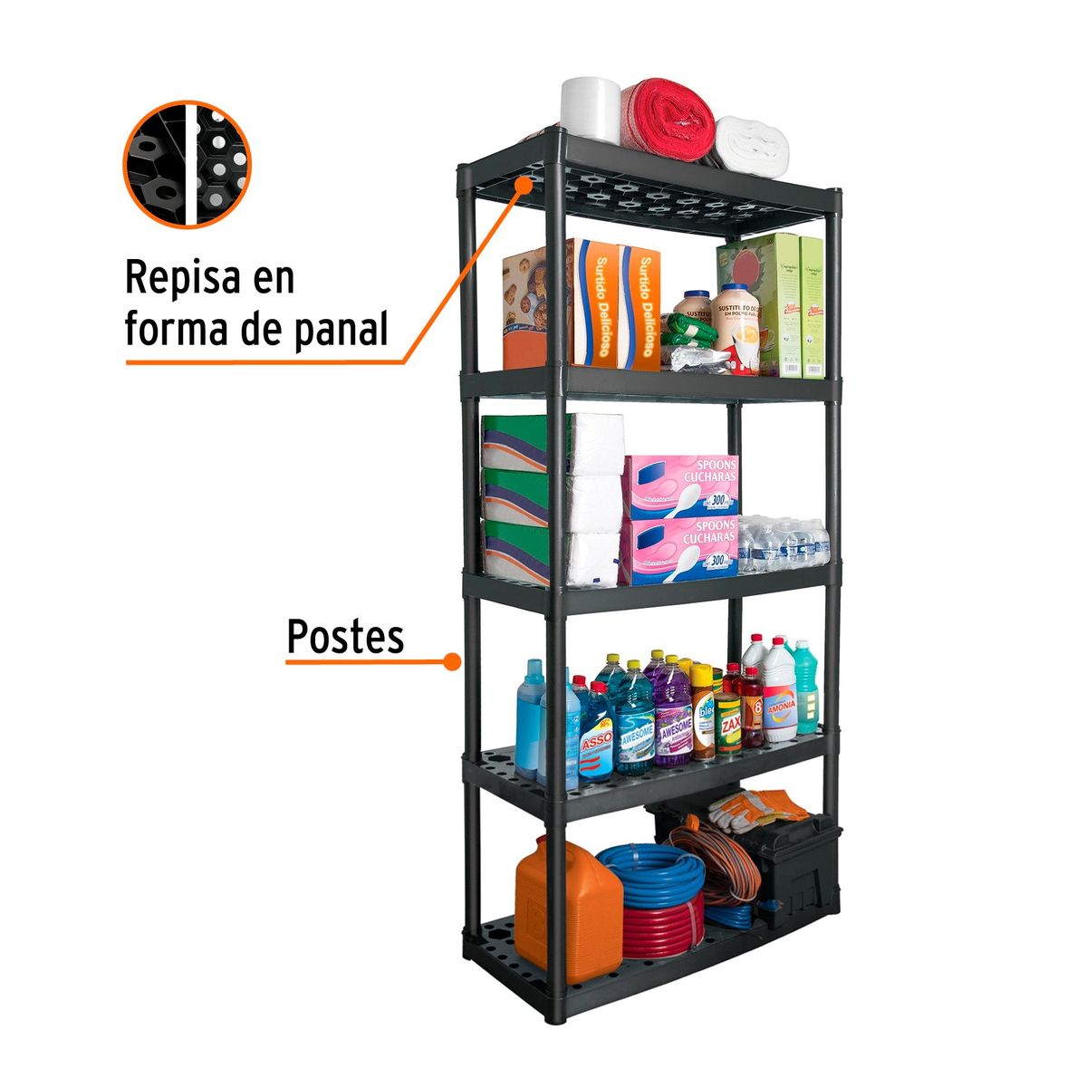 TRUPER - Estante plástico uso rudo 5 repisas, 2 PiezasTruper