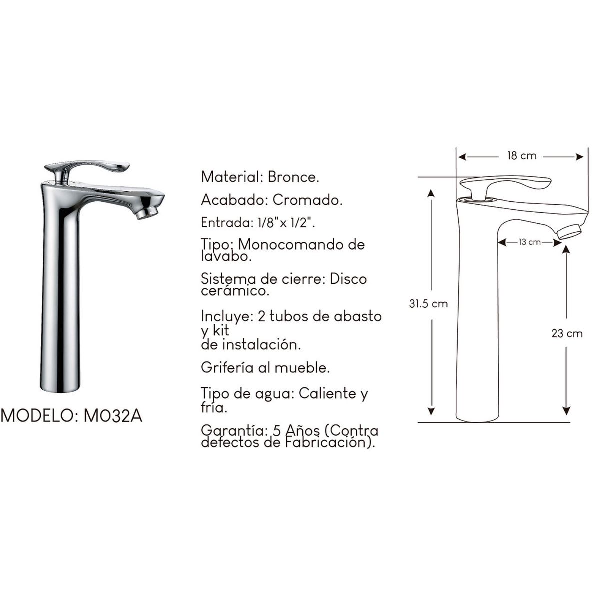 GENERICO - Mescladora para Baño en Bronce Satinado
