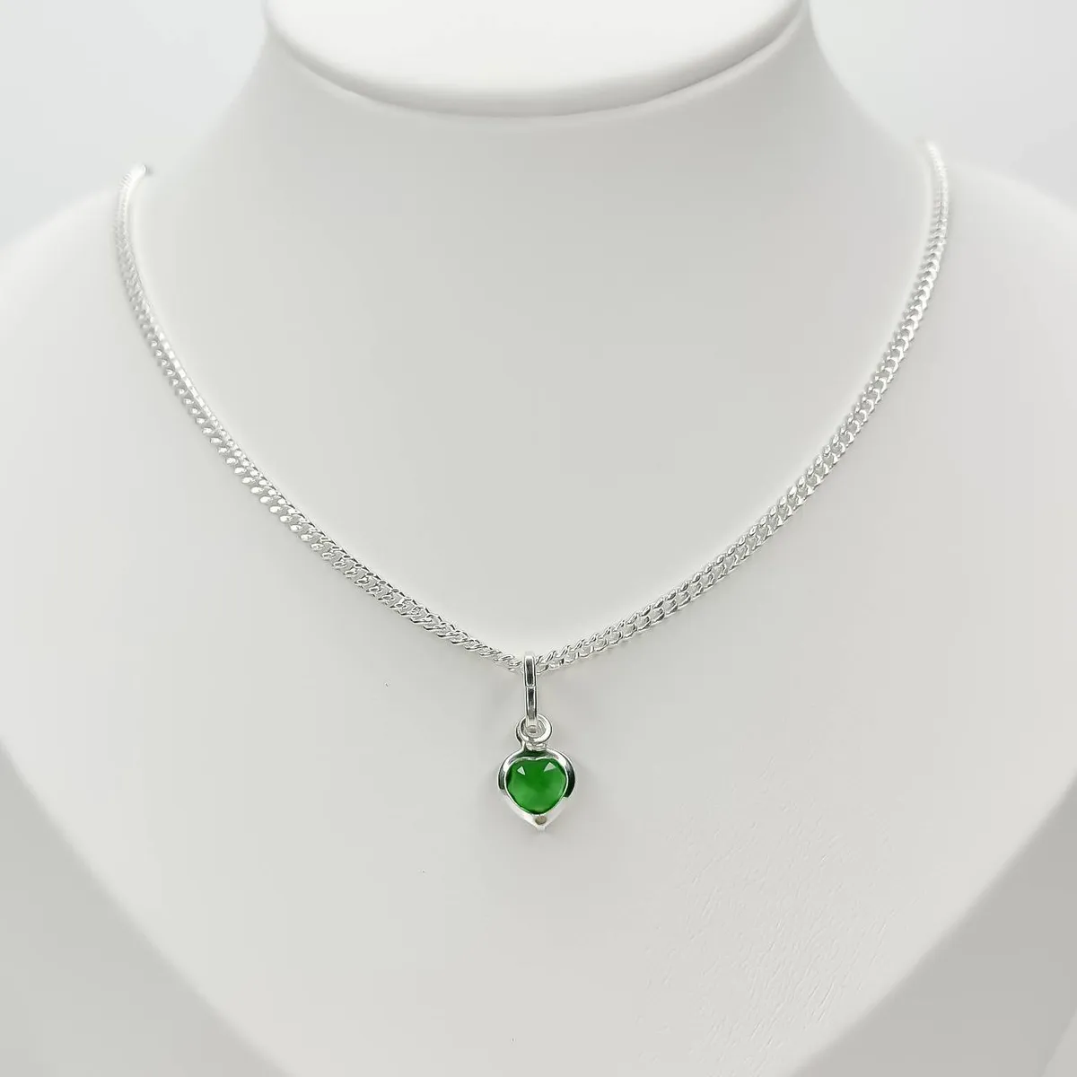 JOYERIA D'PILMER - CADENA DE PLATA CON MINI DIJE DE CORAZON COLOR VERDE