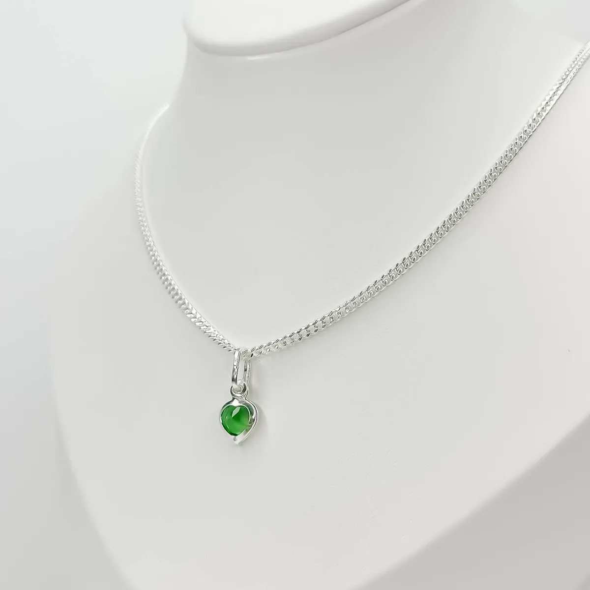 JOYERIA D'PILMER - CADENA DE PLATA CON MINI DIJE DE CORAZON COLOR VERDE