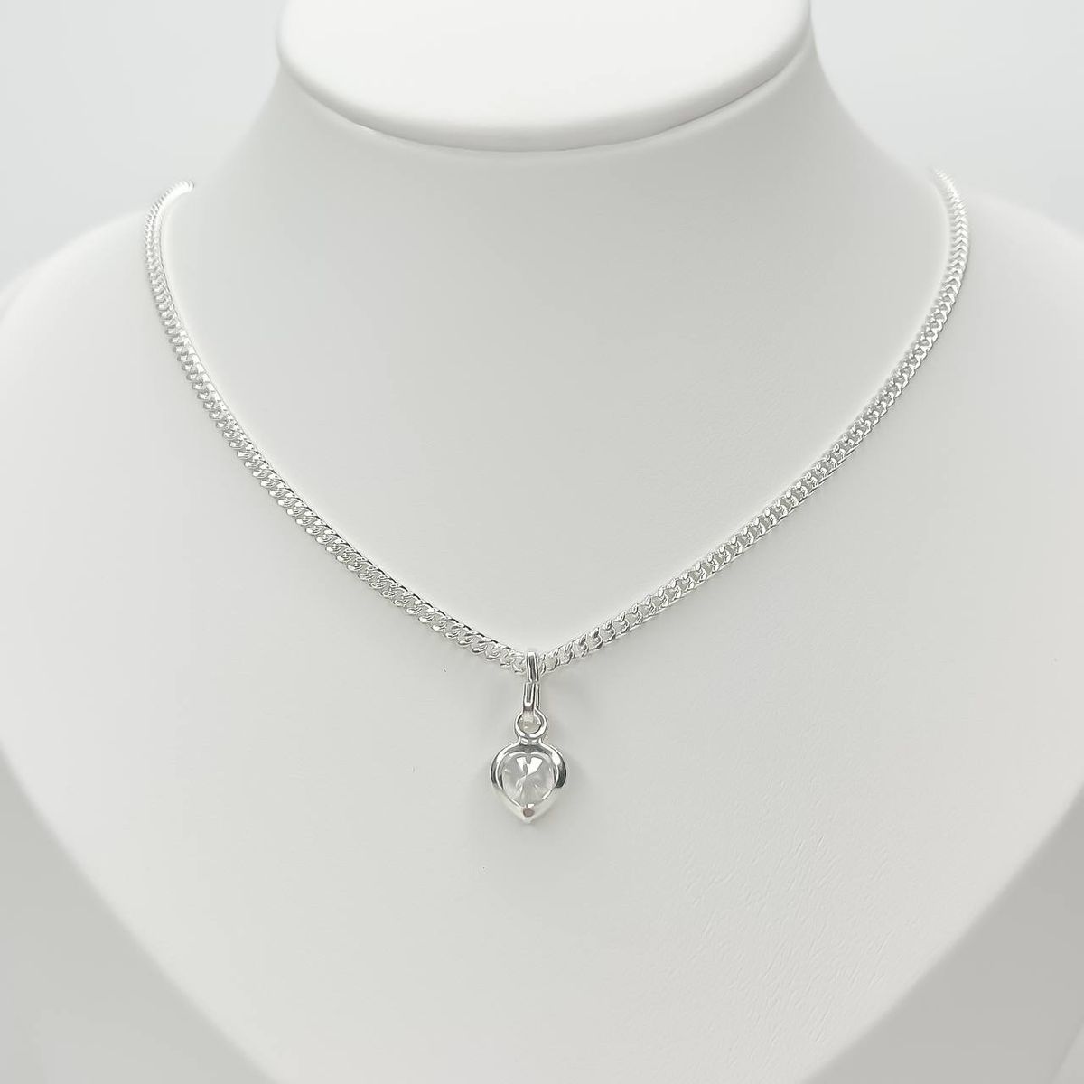 JOYERIA D'PILMER - CADENA DE PLATA CON MINI DIJE DE CORAZON COLOR CRISTAL