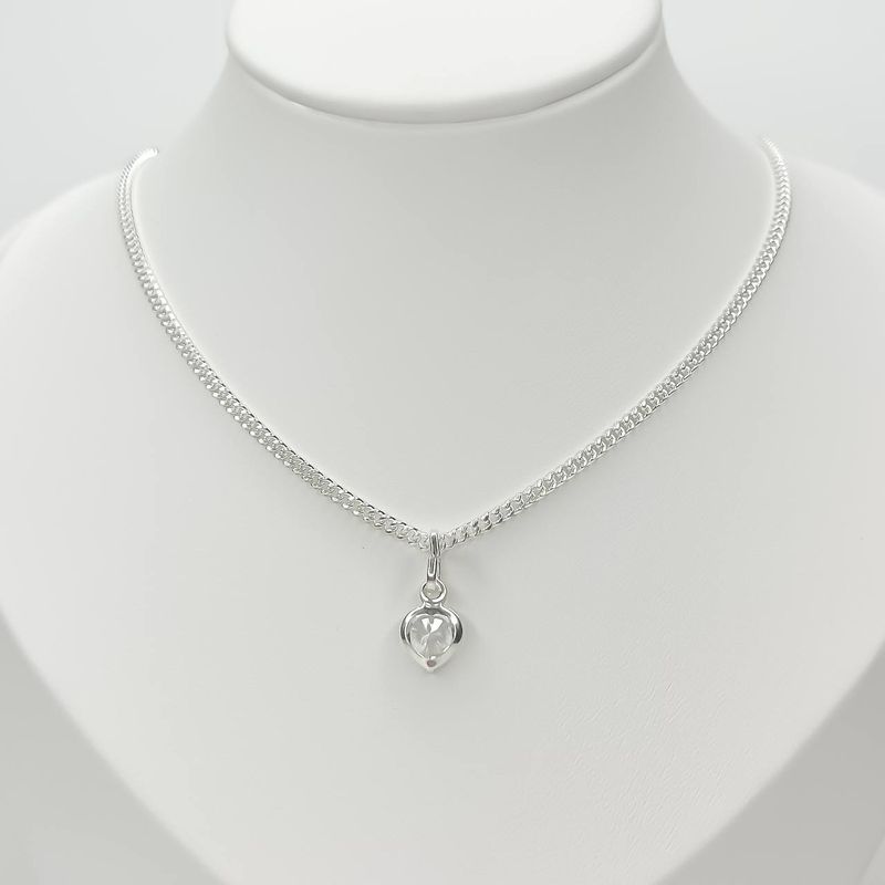 JOYERIA D'PILMER - CADENA DE PLATA CON MINI DIJE DE CORAZON COLOR CRISTAL