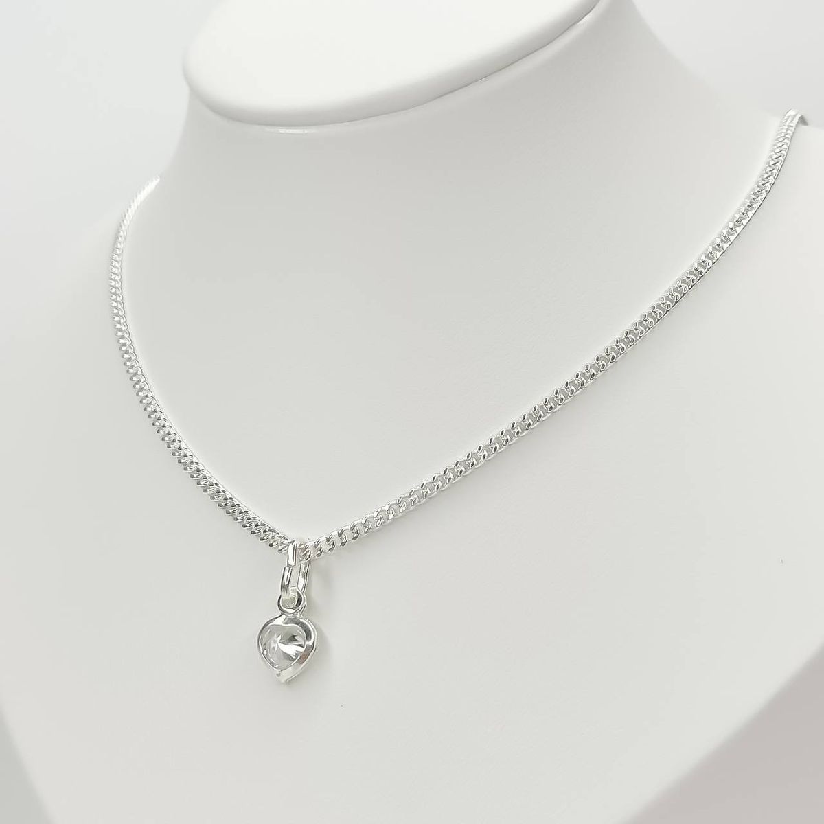 JOYERIA D'PILMER - CADENA DE PLATA CON MINI DIJE DE CORAZON COLOR CRISTAL