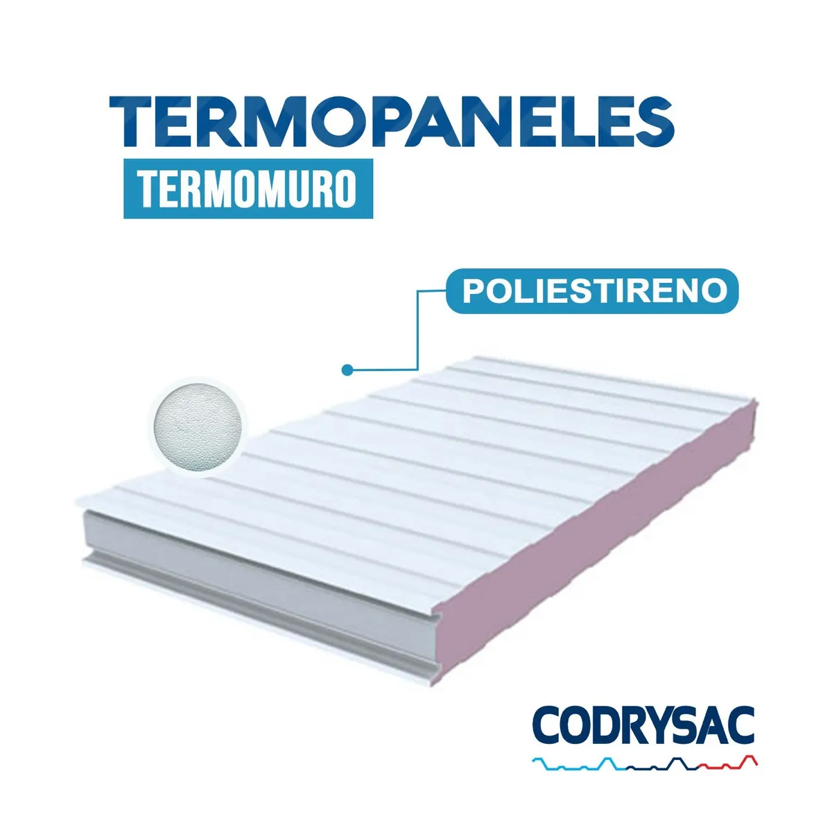 CODRYSAC - Panel Sándwich Termo Acústico Muro Poliestireno 50mm 1m x 3.60 m