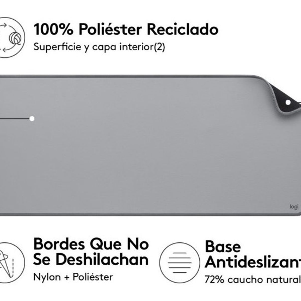 LOGITECH - Pad Mouse Logitech De Escritorio Anti-Salpicadura Color Gris