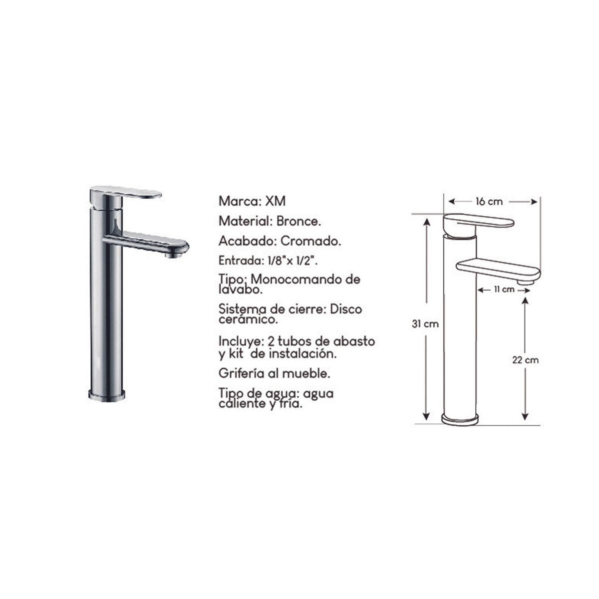 GENERICO - Mescladora para Baño en Bronce Cromado