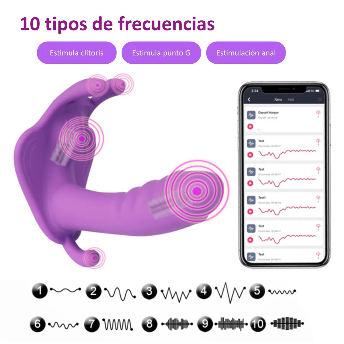 GENERICO - Vibrador con Dildo Uso con APP - Morado