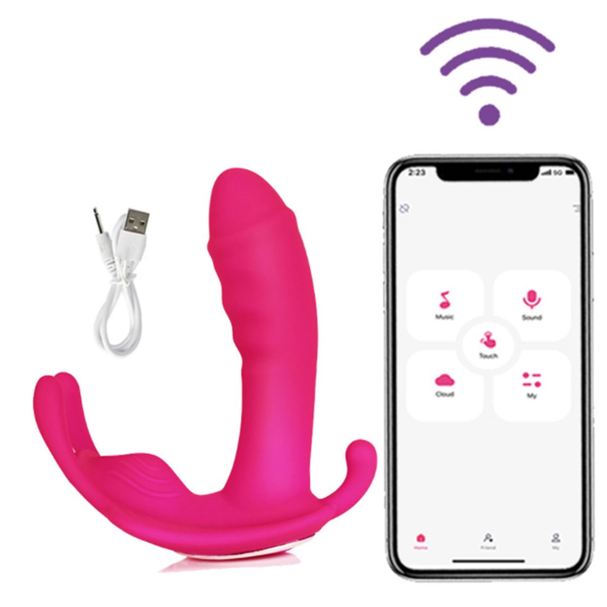 GENERICO - Vibrador con Dildo Uso con APP - Rosado