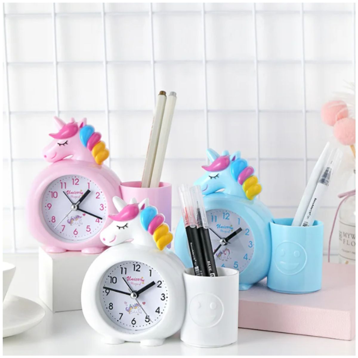 INSPIRA MARKET - Reloj despertador con soporte reloj despertador de unicornio niños