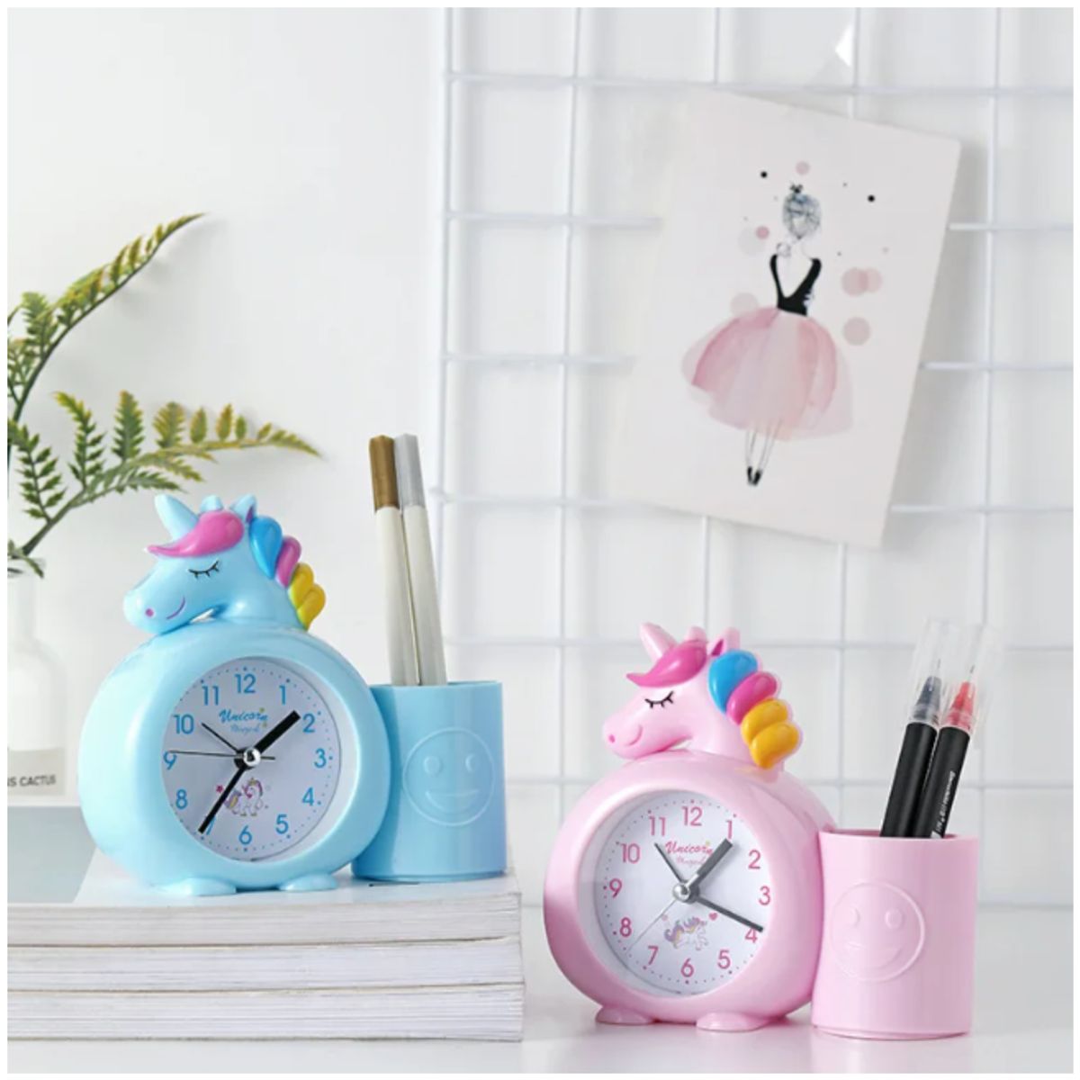 INSPIRA MARKET - Reloj despertador con soporte reloj despertador de unicornio niños