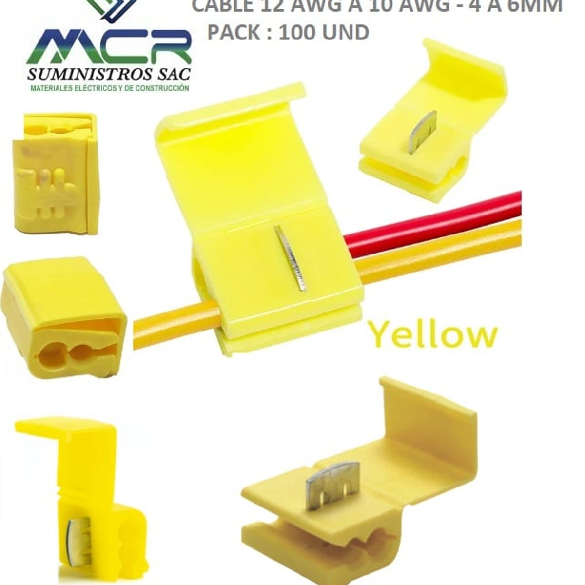 GENERICO - TERMINAL DE DERIVACION PARA CABLE 12 AWG A 10 AWG - 4 A 6MM AMARILLO
