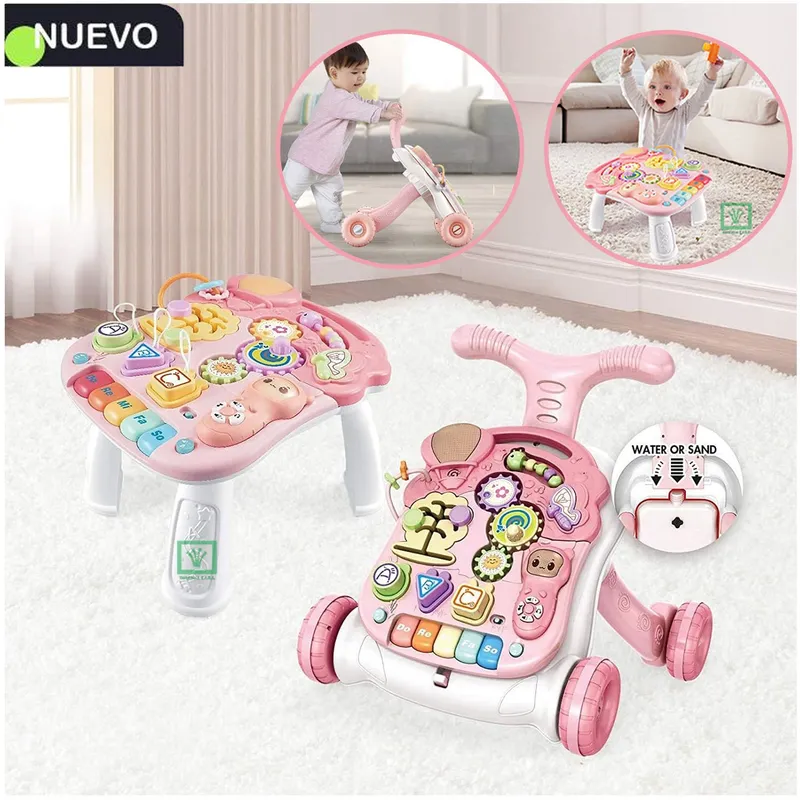 IDEAL - Andador Y Mesa Actividades Para Bebés 2 En 1 Rosado