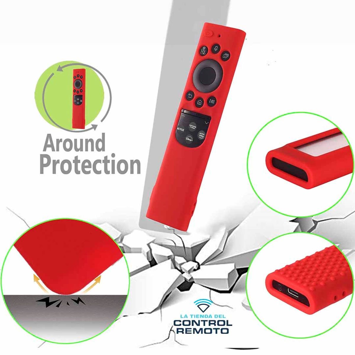 CASE - Fundas Protector de Control Samsung Qled Solar 2022 – Rojo