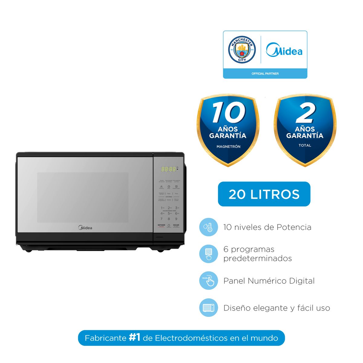 MIDEA - Microondas Midea Practia MMDF07S2MB 20Lts