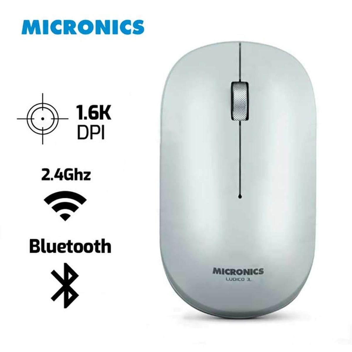MICRONICS - Mouse MICRONICS LUDICO MIC M722W-3M BT - Inalambrico 1600 Dpi Blanco