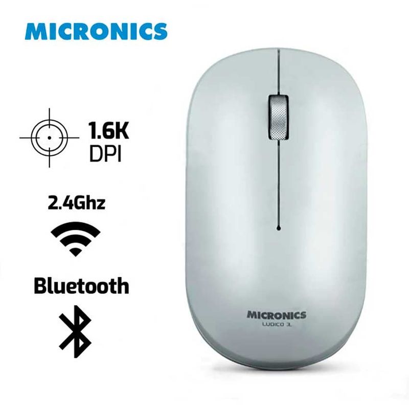 MICRONICS - Mouse MICRONICS LUDICO MIC M722W-3M BT - Inalambrico 1600 Dpi Blanco