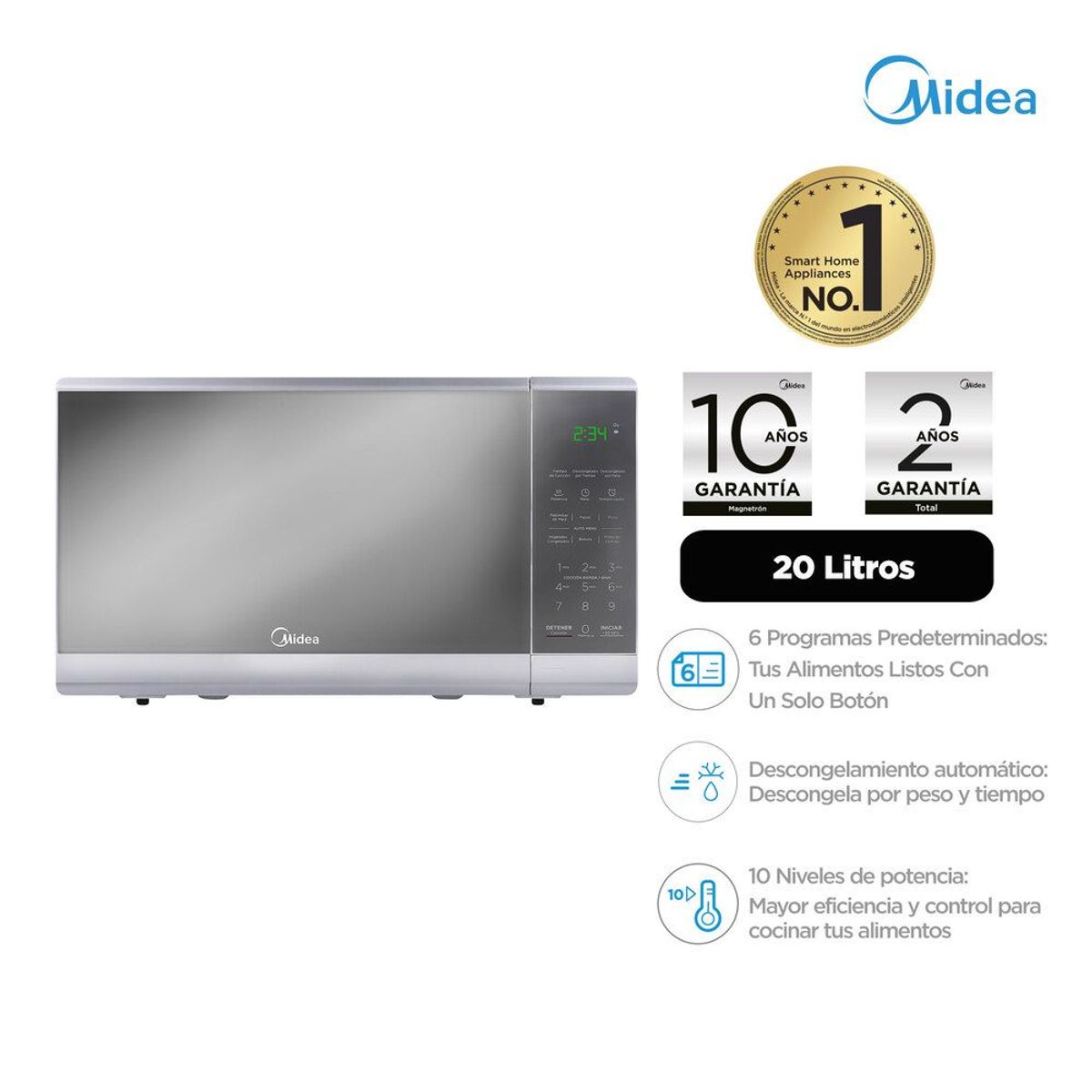 MIDEA - Microondas Midea Practia MMDF07S2MG 20Lts - Gris