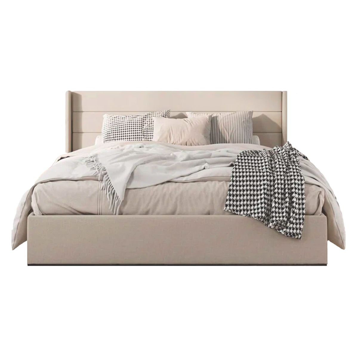 GENERICO - Cama Tapizada Listón Venus Beige 2 Plazas