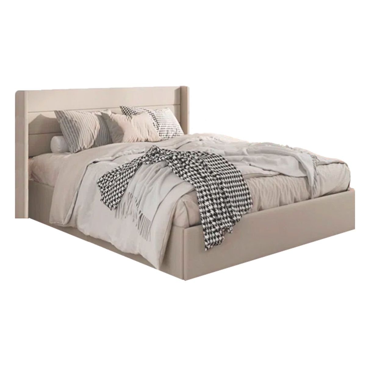 GENERICO - Cama Tapizada Listón Venus Beige 2 Plazas