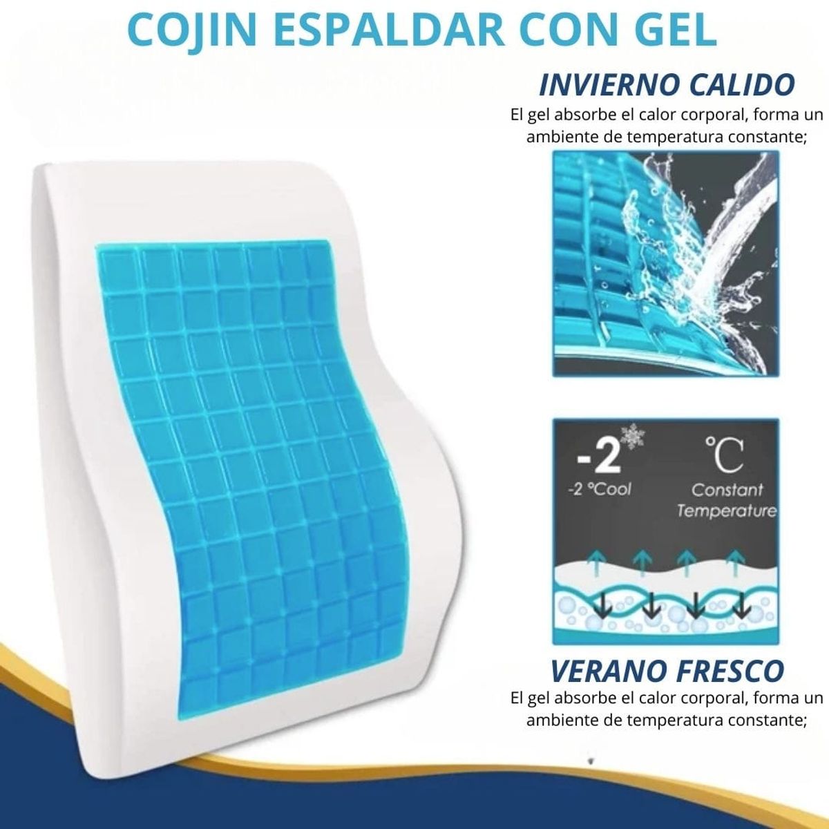 DAUER - Cojín Respaldar Lumbar DAUER Viscogel+Bambu con bolsillo TALLACOMPLETA