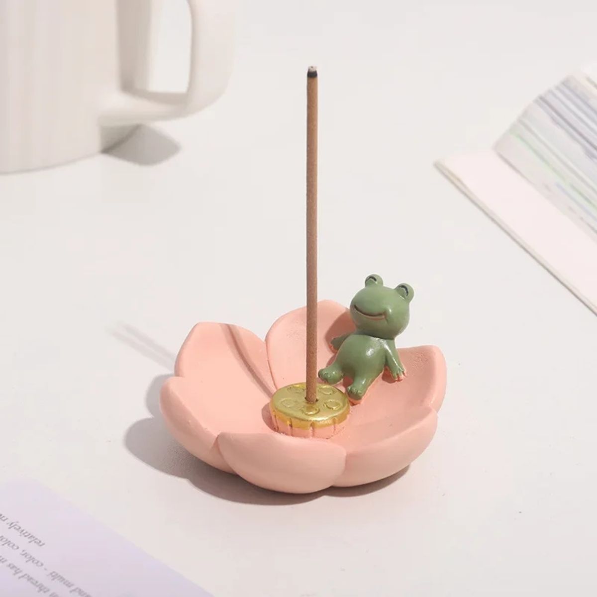 GENERICO - Ranita Loto Porta Incienso de Resina Kawaii Aromaterapia