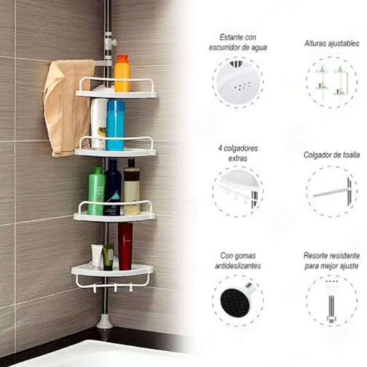 OEM - Esquinero de Baño de 4 Niveles Multiuso 3.20 Metros