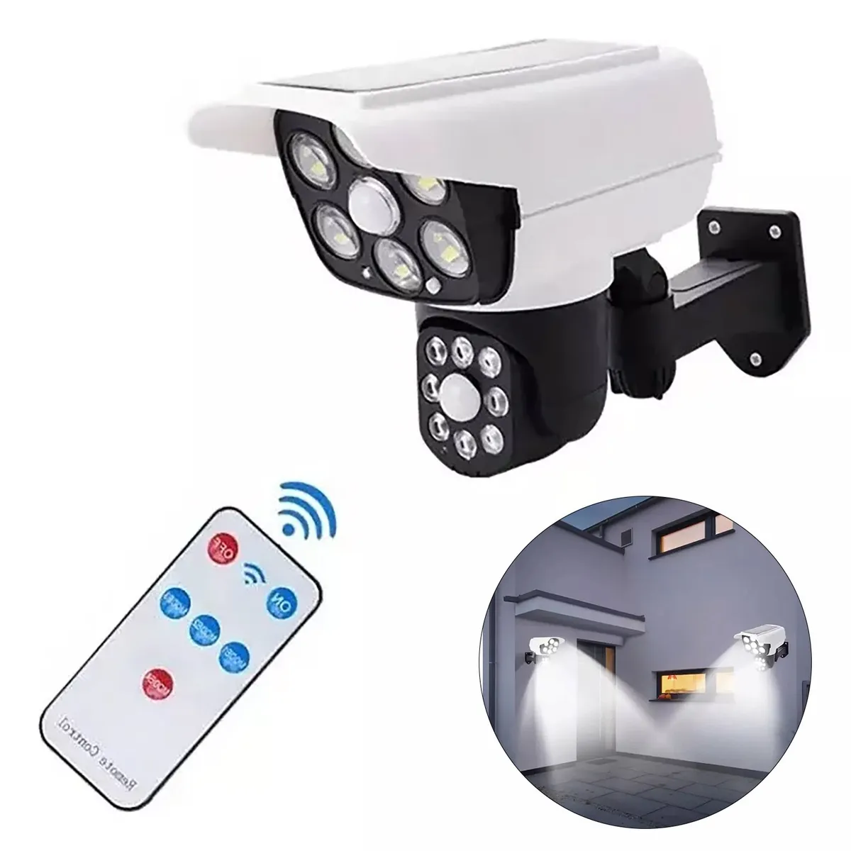 GENERICO - Lámpara Solar Led Tipo Cámara de Seguridad-doble sensor de movimiento