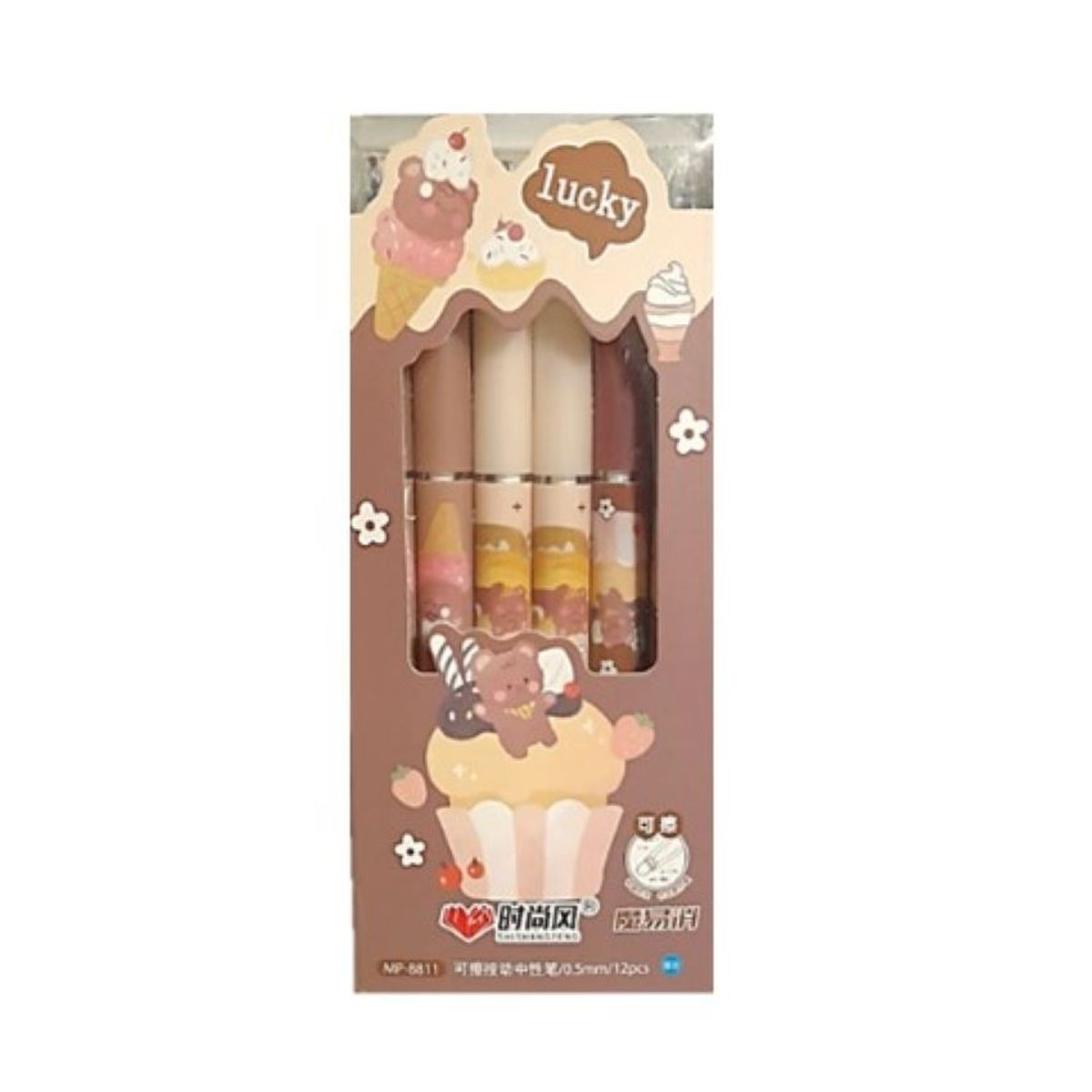 GENERICO - LAPICEROS BORRABLES RETRACTIL OSITO KAWAI X12